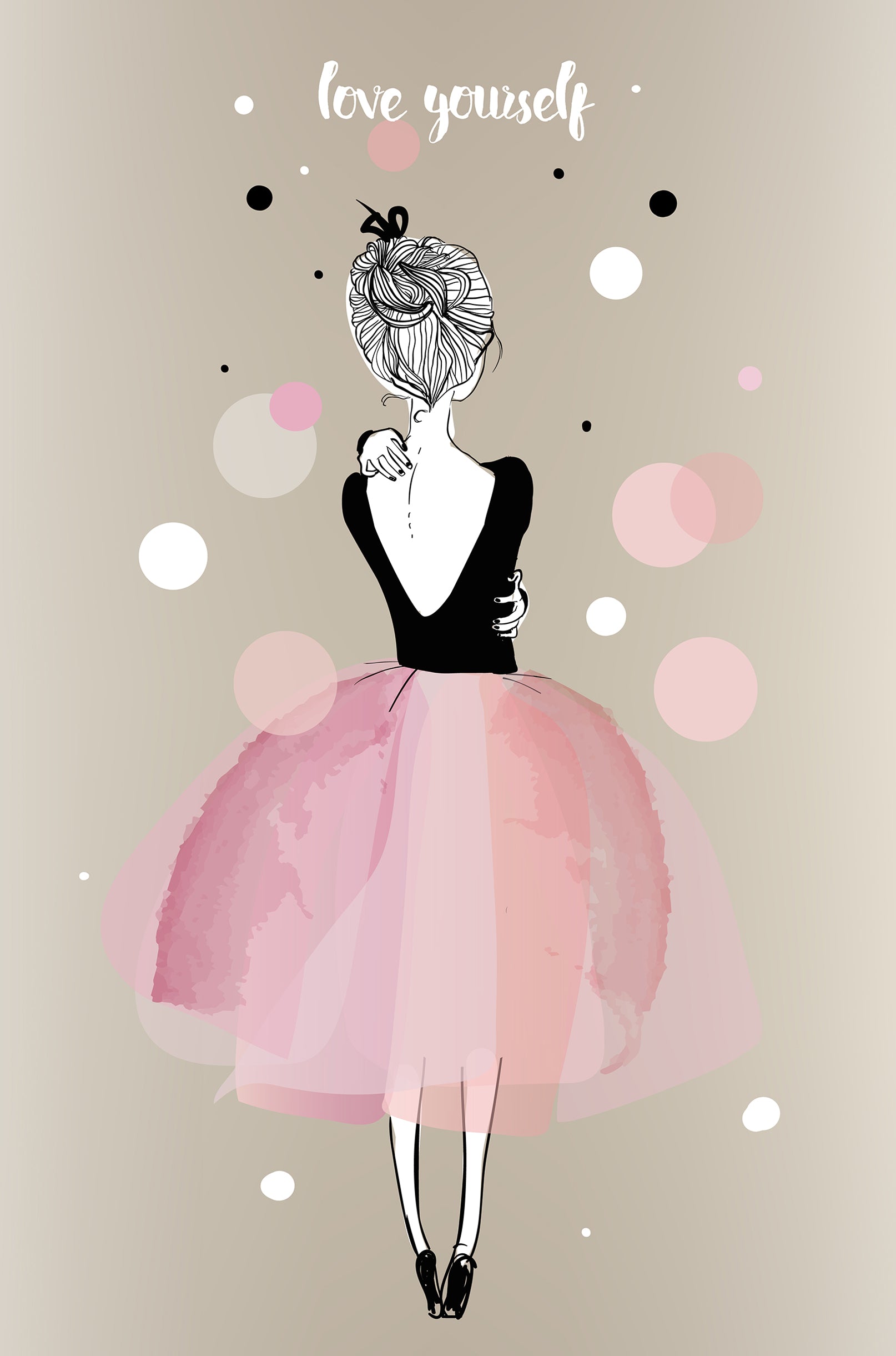 Pink Ballerina Love Youself Quote 60x90cm Metal Print Ready to Hang - Bella Home Decor