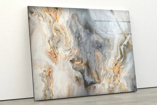 Gold Beige & Grey Fluid UV Direct Aluminum Print Australian Made Quality