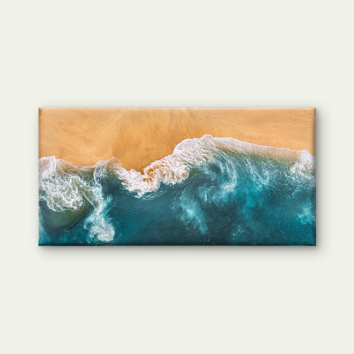 Blue Ocean Waves Crashing Beach Wall Art Canvas Office Home Room Framed 120x60cm