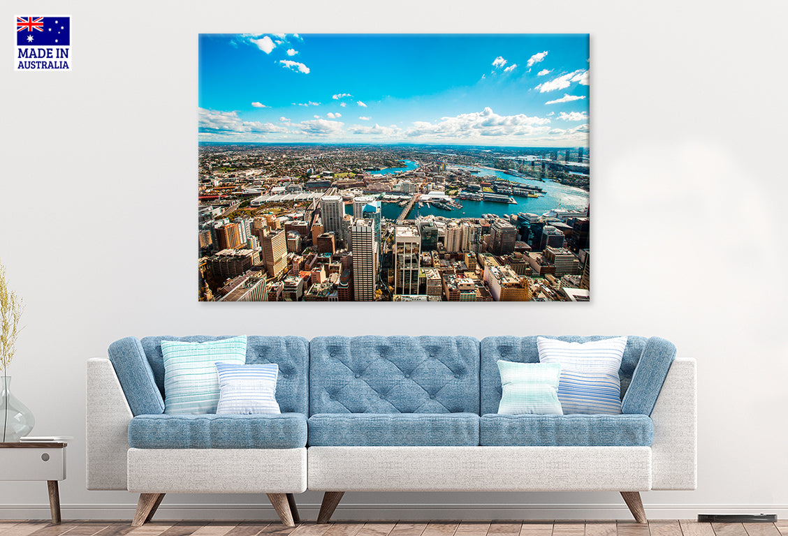 Aerial View of Darling Harbour Sydney Wall Art Decor 100% Australian Made