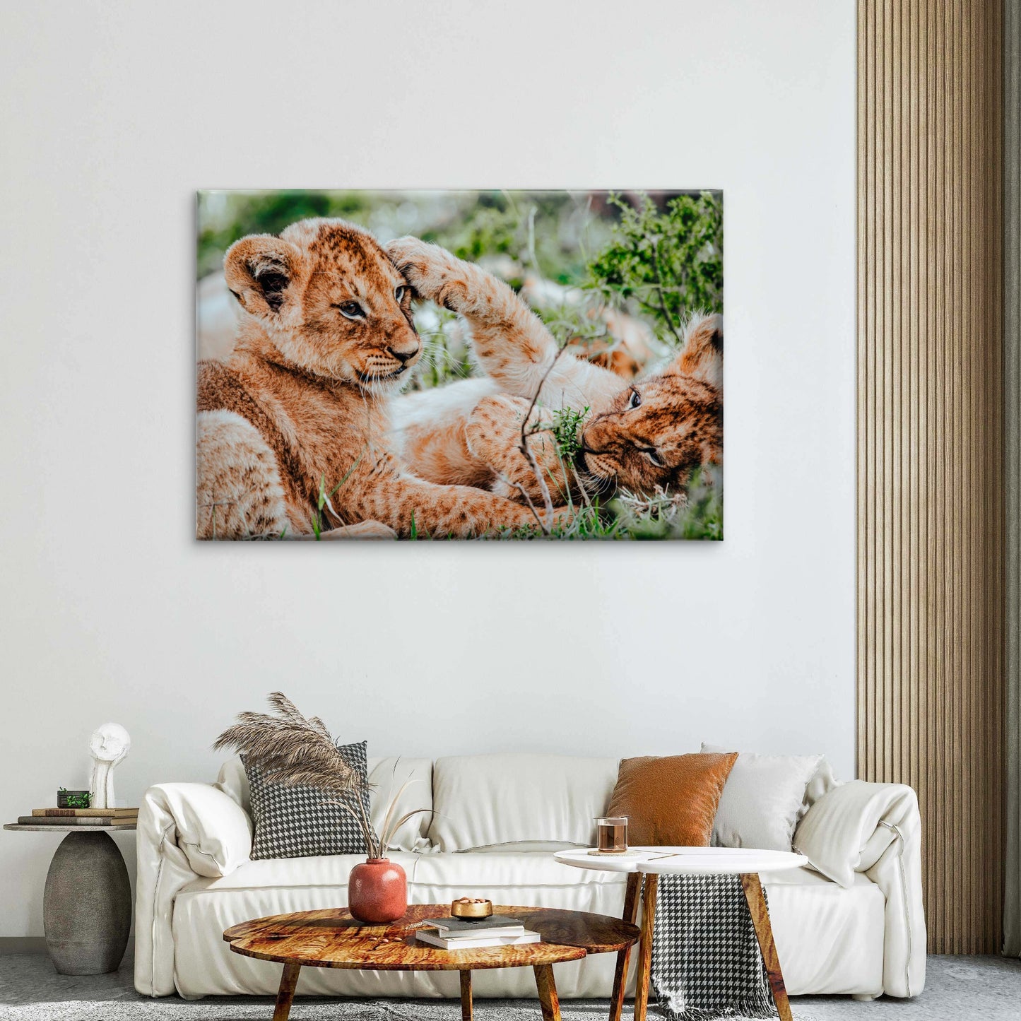 Lion Cubs Playing African Wildlife Nature Wall Art Decor 100% Australian Made