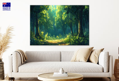 Sun Shining Tropical Forest Path Wall Art Decor 100% Australian Made