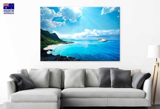 Sunrising Hawaii Island Shining Sky Wall Art Decor 100% Australian Made
