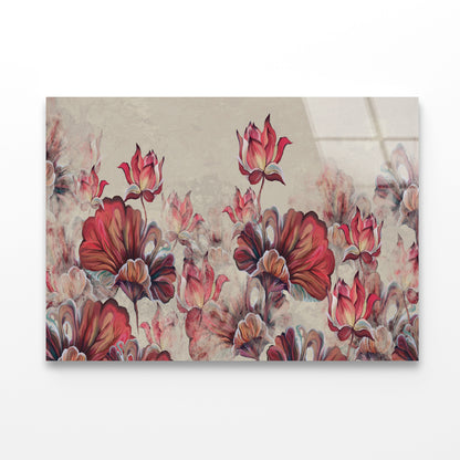 Art Painted Leaves and Water Lilies Acrylic Glass Print Tempered Glass Wall Art 100% Made in Australia Ready to Hang - Bella Home Decor