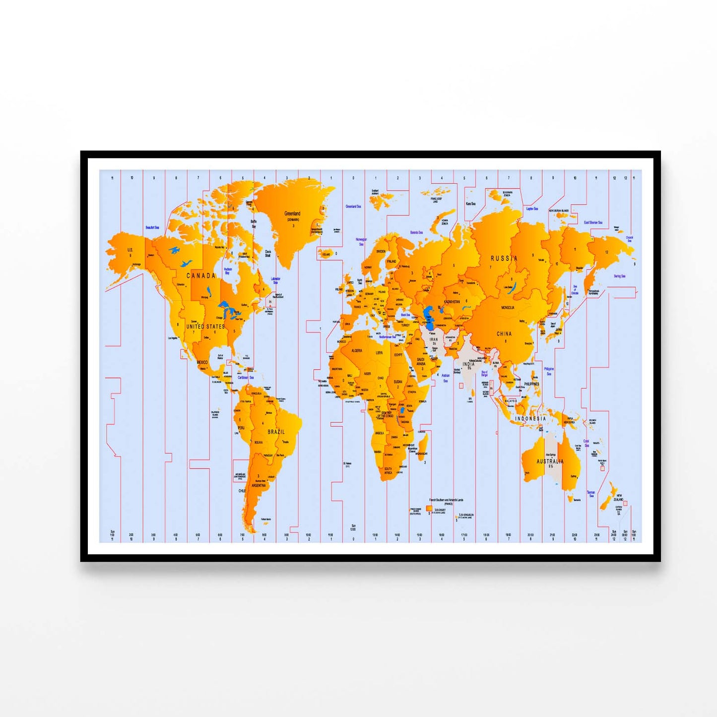 Time Zone Map Home Decor Premium Quality Poster Print Choose Your Sizes