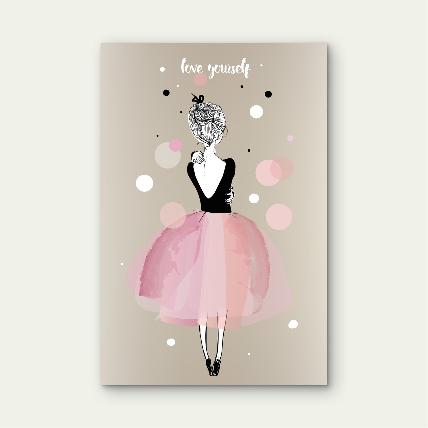Pink Ballerina Love Youself Quote 40x60cm Metal Print Ready to Hang - Bella Home Decor