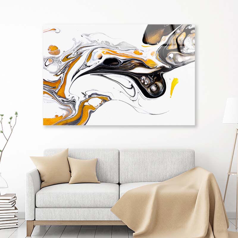 Fluid Texture Black Abstract Acrylic Glass Print Tempered Glass Wall Art 100% Made in Australia Ready to Hang