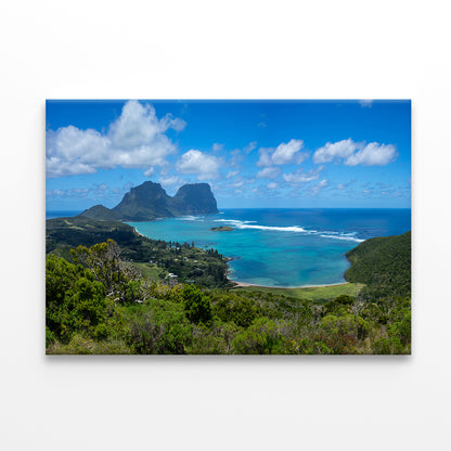 Lord Howe Island NSW Lagoon and Mountain View Wall Art Decor 100% Australian Made