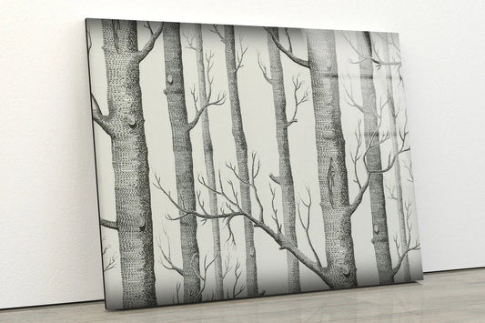 Trees Vector Art B&W UV Direct Aluminum Print Australian Made Quality