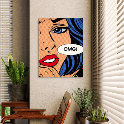 Featuring a Modern Retro Woman 60x90cm Metal Print Ready to Hang - Bella Home Decor