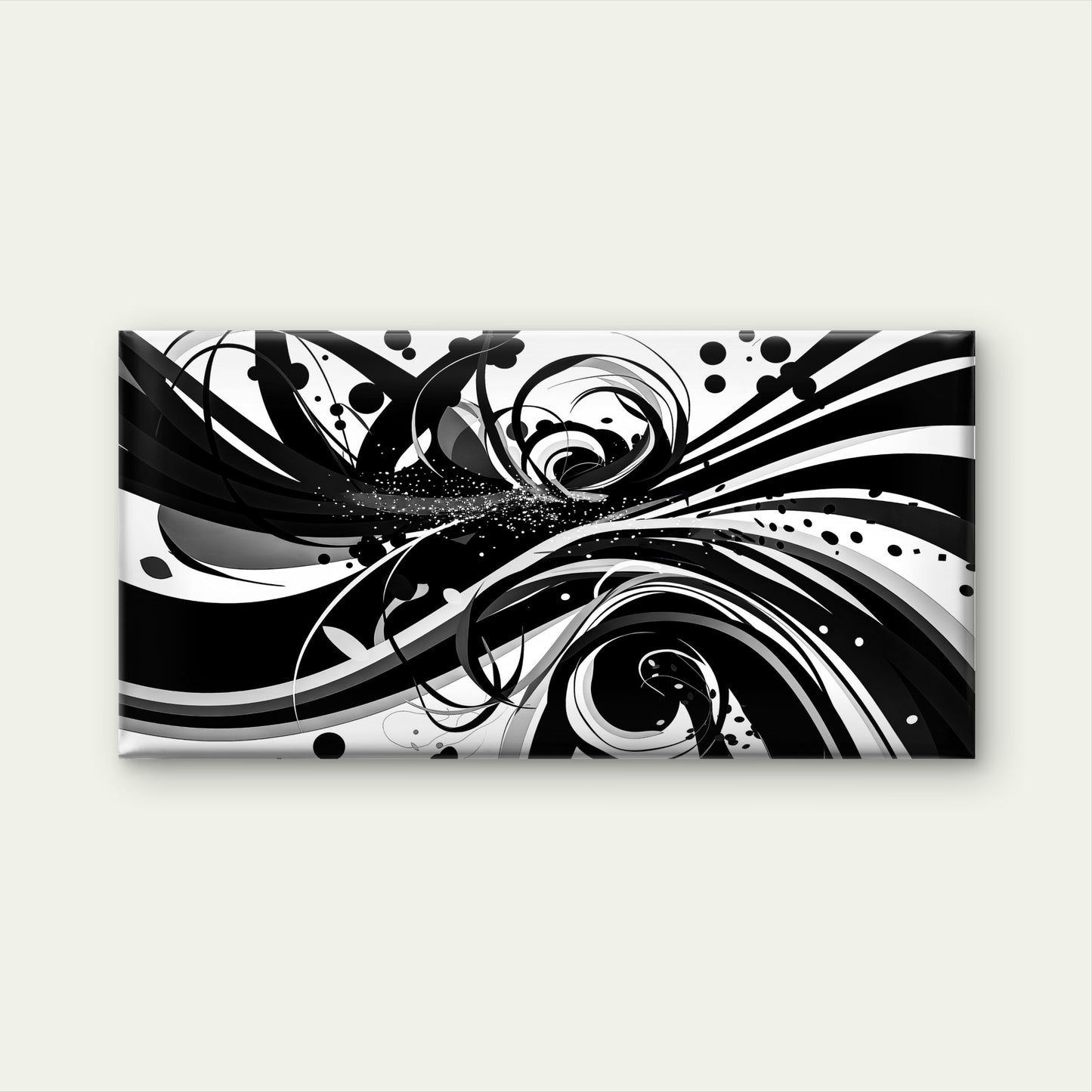 Black White Swirling Vortex Wall Art Canvas Office Home Room Framed 120x60cm