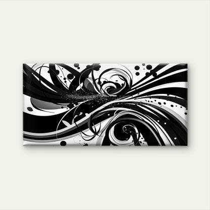 Black White Swirling Vortex Wall Art Canvas Office Home Room Framed 120x60cm