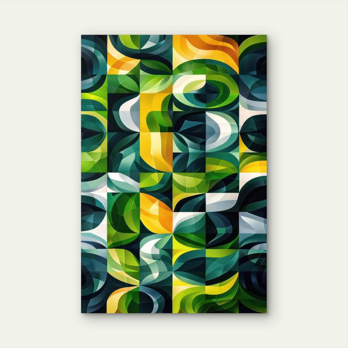 Abstract Geometric and Organic Painting 40x60cm Metal Print Ready to Hang