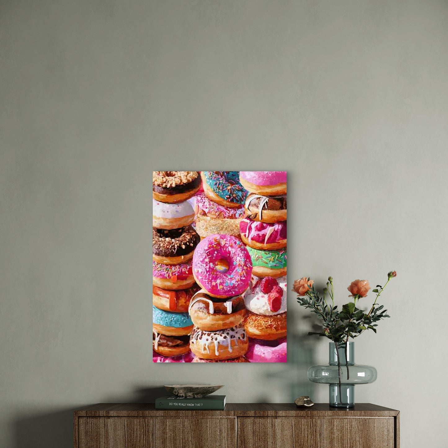 Doughnut With Colorful Sprinkles & Icing Design Metal Print Ready to Hang