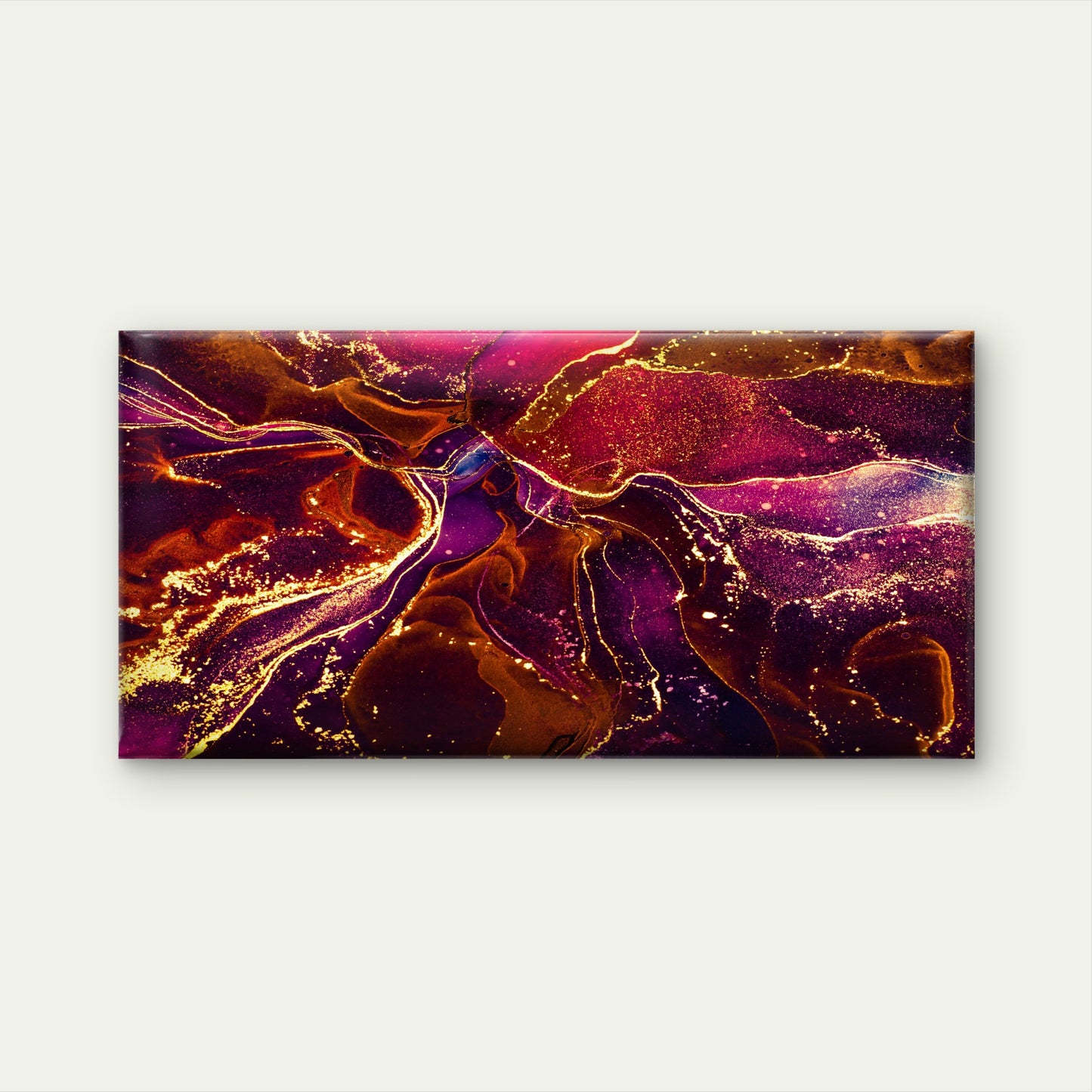 Crimson Rivers Of Gold Wall Art Canvas Office Home Room Framed 120x60cm - Bella Home Decor