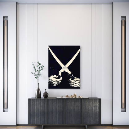 Bohemian Punk Art Cross Scissor Palm Metal Print Ready to Hang - Bella Home Decor