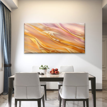 Peach Metallic Satin Ripple Wall Art Canvas Office Home Room Framed 120x60cm - Bella Home Decor