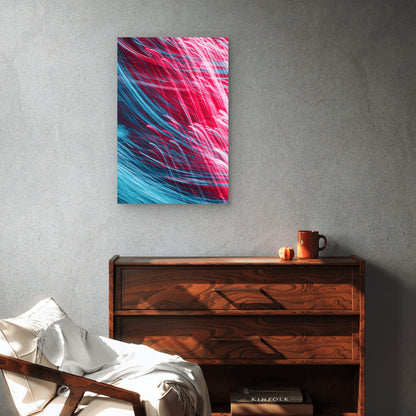 Abstract Red and Blue Light Streaks 40x60cm Metal Print Ready to Hang