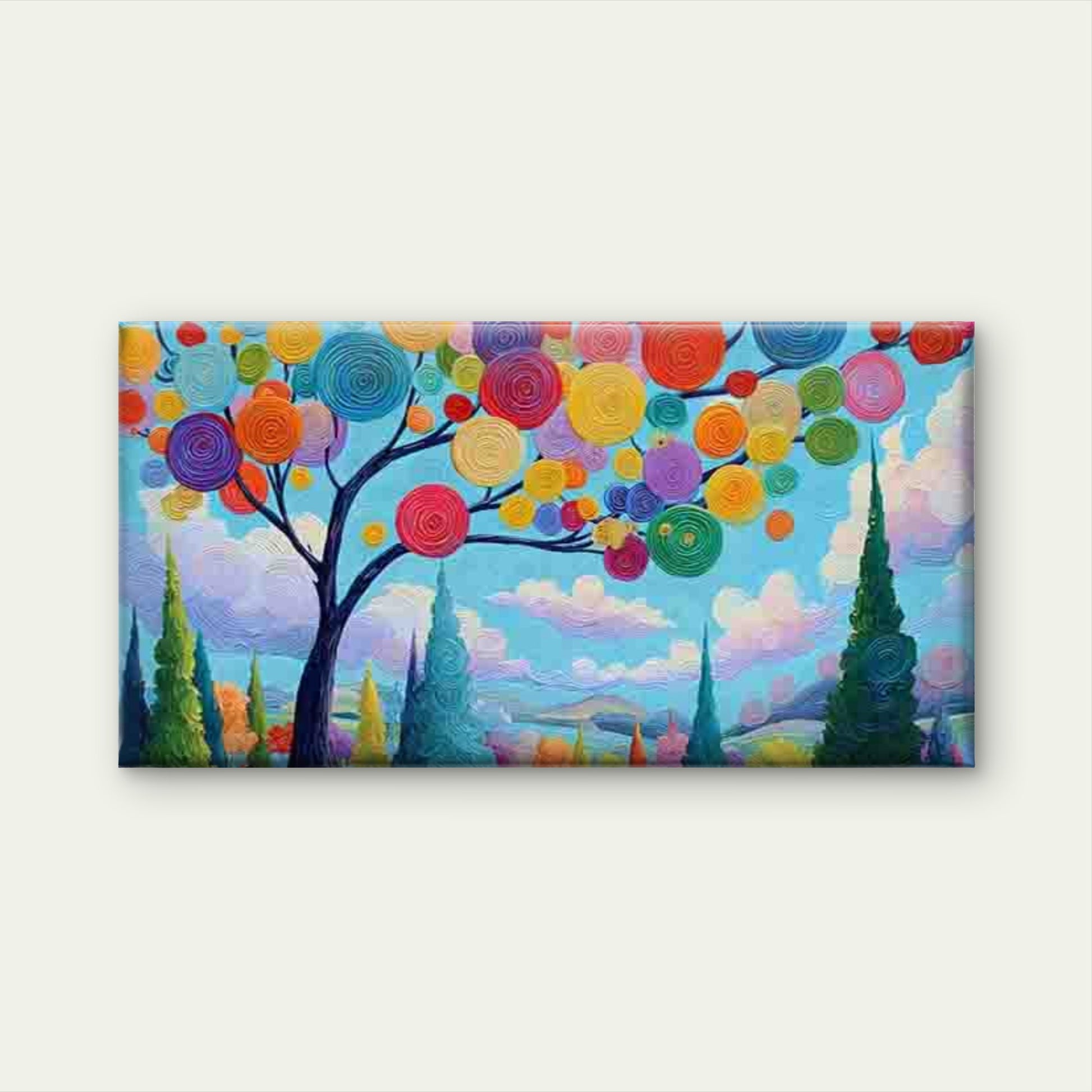 Abstract Multicolor Swirl Tree Wall Art Canvas Office Home Room Framed 120x60cm - Bella Home Decor