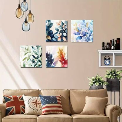 4pcs Green Sleeves Wall Art Canvas Framed