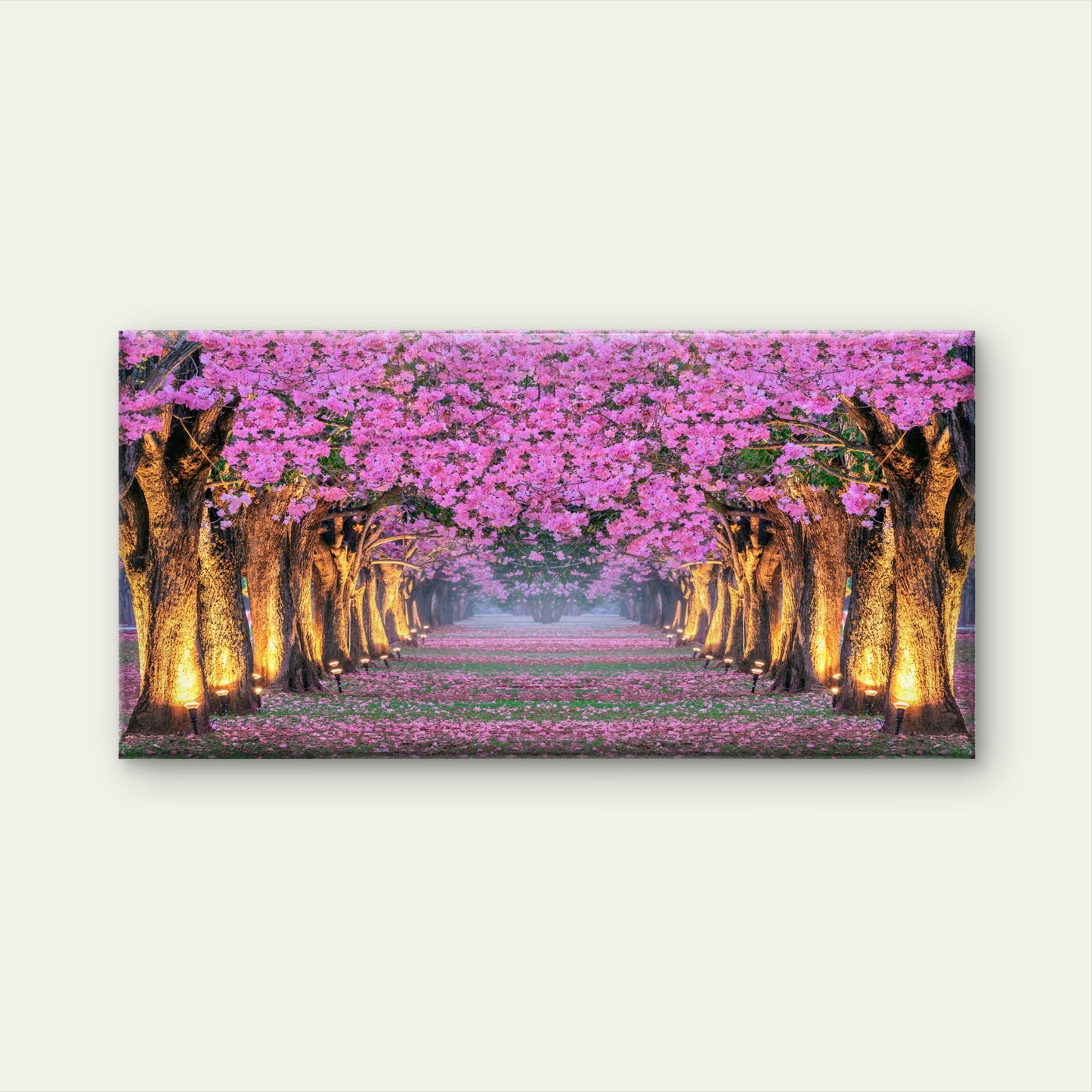 Pink Blossom Tree Road Wall Art Canvas Office Home Room Framed 120x60cm