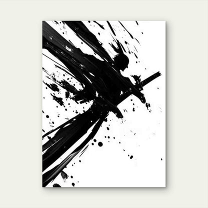 Samurai Warrior Black Ink Splatter Abstract 40x60cm Metal Print Ready to Hang - Bella Home Decor