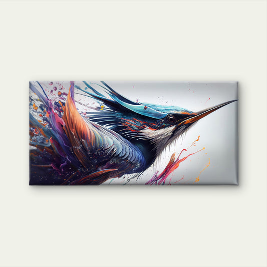 Kingfisher Bird Splatter Wall Art Canvas Office Home Room Framed 120x60cm