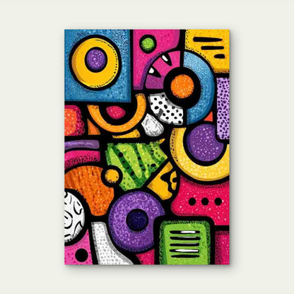 Abstract Retro Geometric Shapes 60x90cm Metal Print Ready to Hang