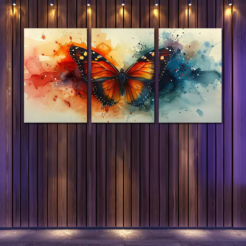 3pcs Vibrant Crystal Butterfly Wall Art Set Canvas Framed 60x90cm - High Quality Print 100% Australian Made Wall Canvas Ready to Hang