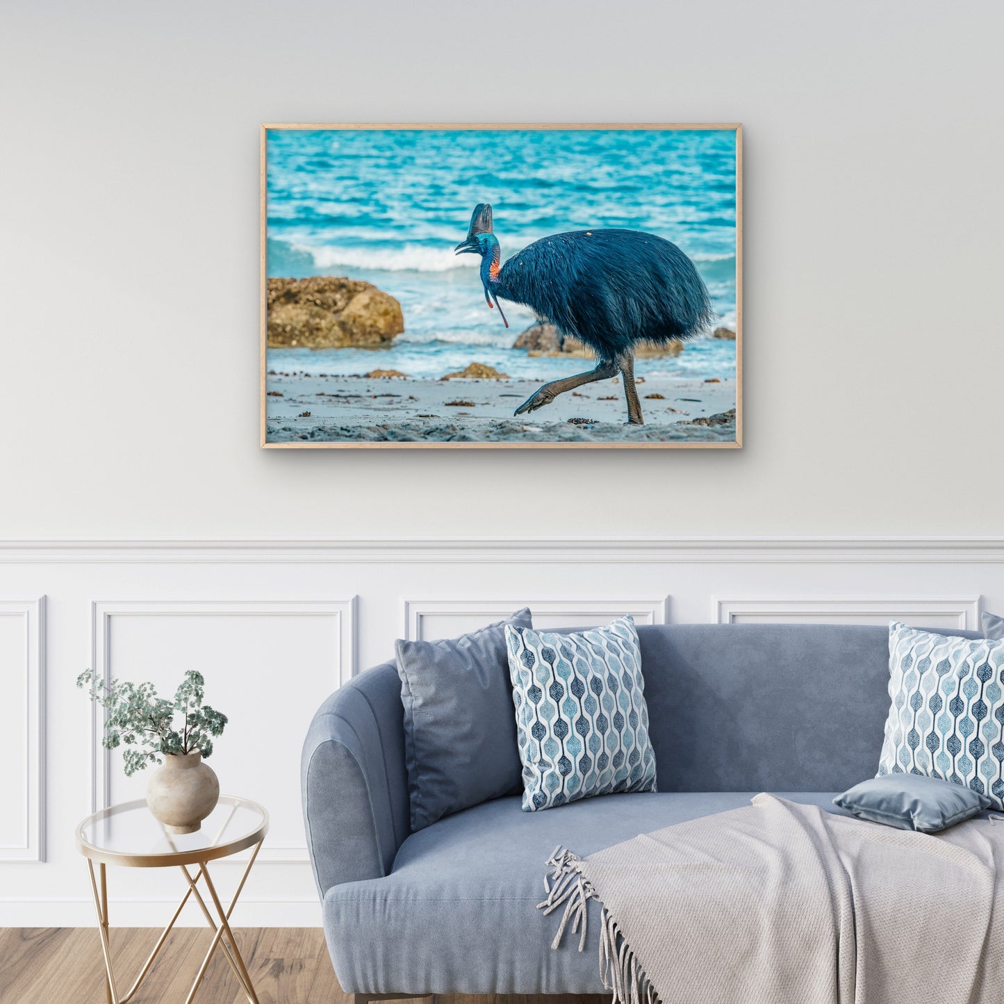Southern Cassowary Striding Along the Sandy Beaches of Etty Bay, Queensland Wall Art Decor 100% Australian Made