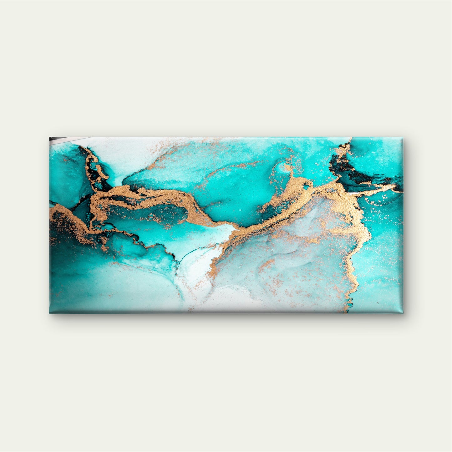 Ocean Blue Gold Marble Art Wall Art Canvas Office Home Room Framed 120x60cm