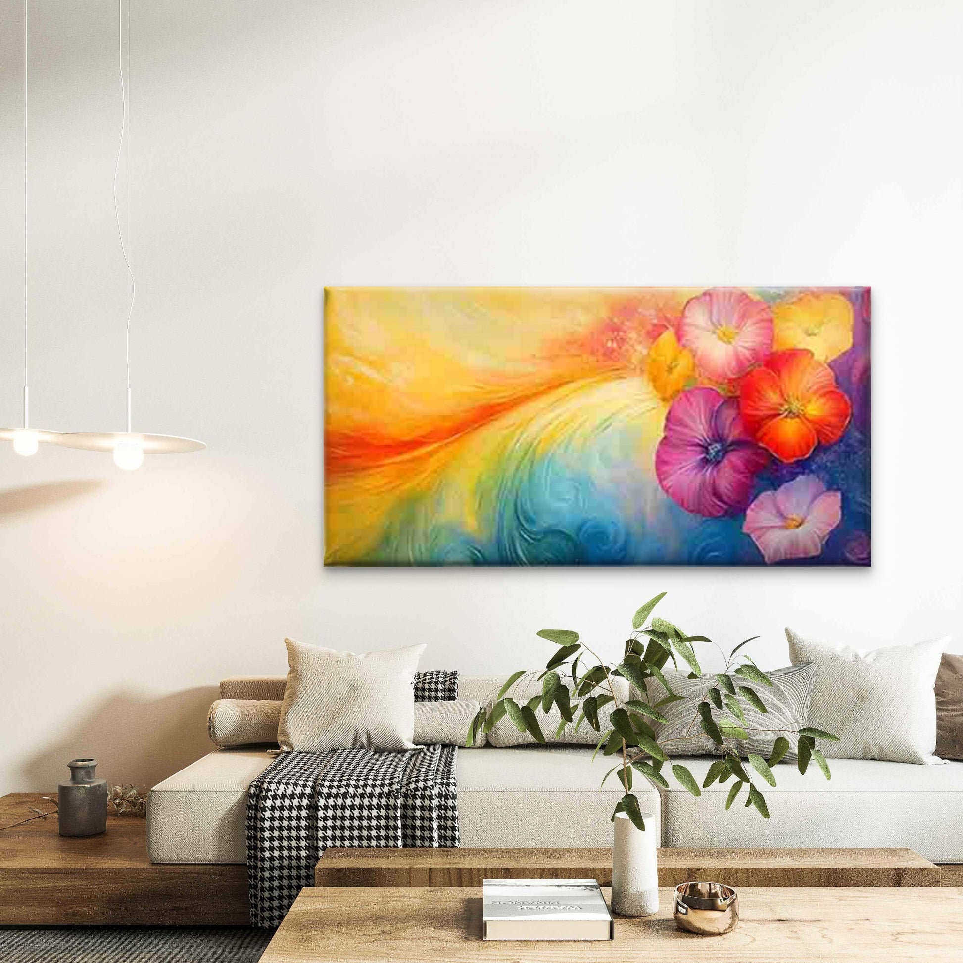 Vibrant of Blooming Flowers Wall Art Canvas Office Home Room Framed 120x60cm - Bella Home Decor