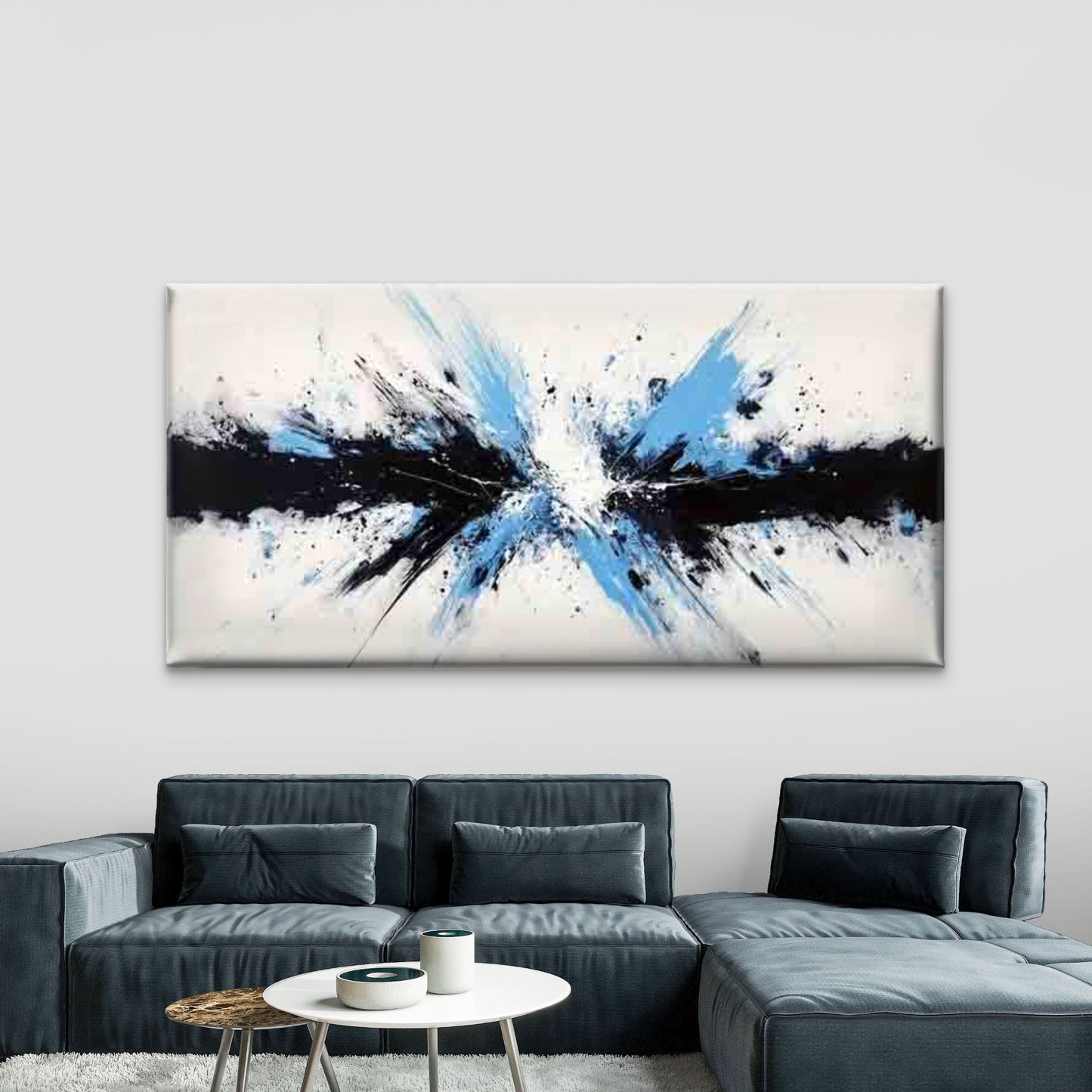 Abstract Monochrome Palette Wall Art Canvas Office Home Room Framed 120x60cm - Bella Home Decor