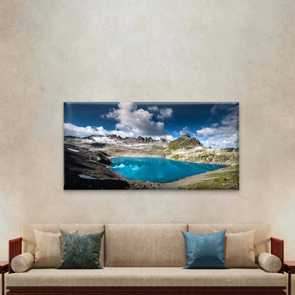 Blue Alpine Lake View Wall Art Canvas Office Home Room Framed 120x60cm