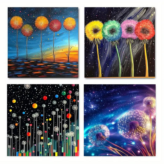 4pcs Flora Themed Wall Art Canvas Framed