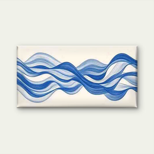 Blue Abstract Ocean Wave Wall Art Canvas Office Home Room Framed 120x60cm