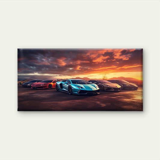 Lamborghini Cars Sunset Cloud Wall Art Canvas Office Home Room Framed 120x60cm