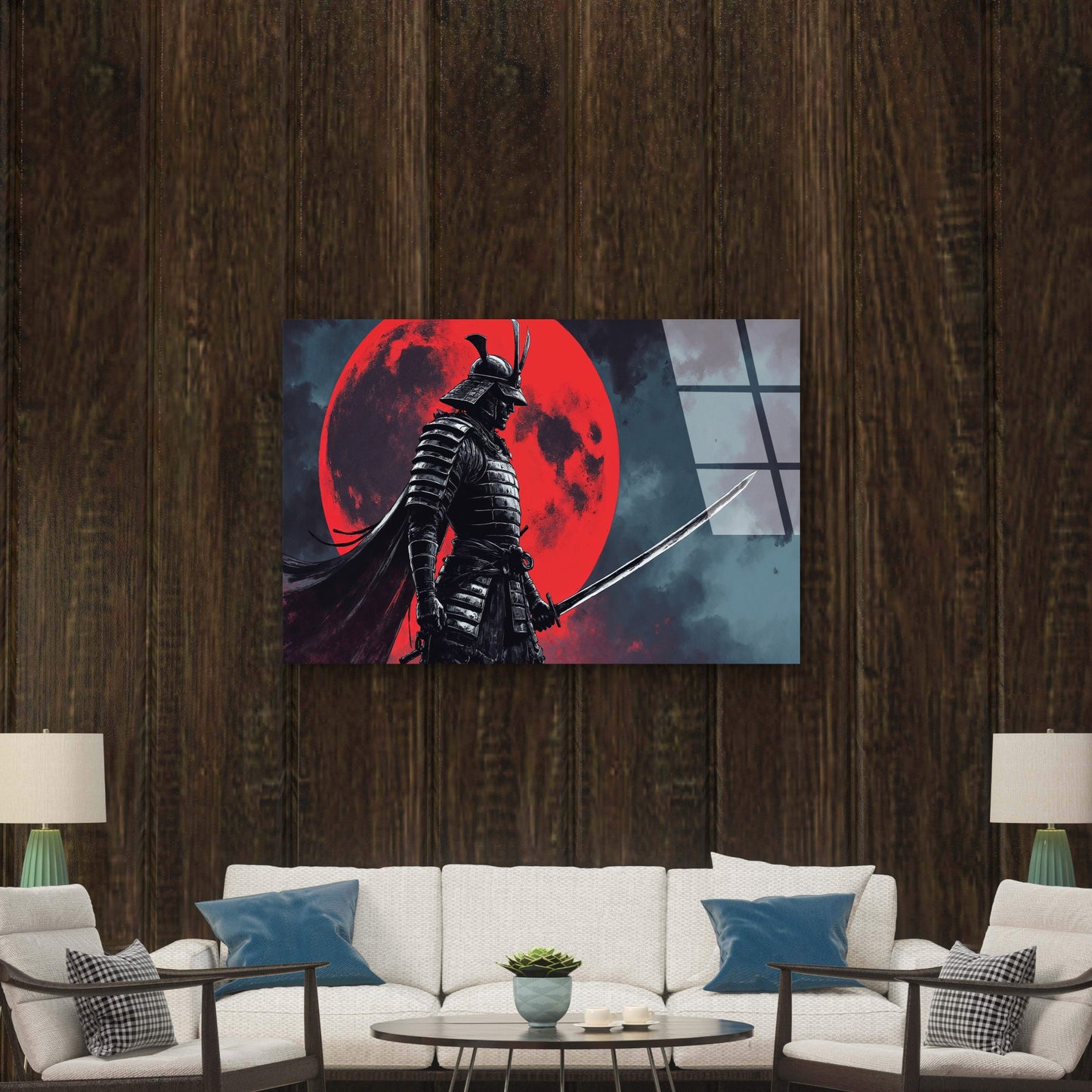 Japanese Samurai Warrior Glass Printing Wall Art Australian Made Quality