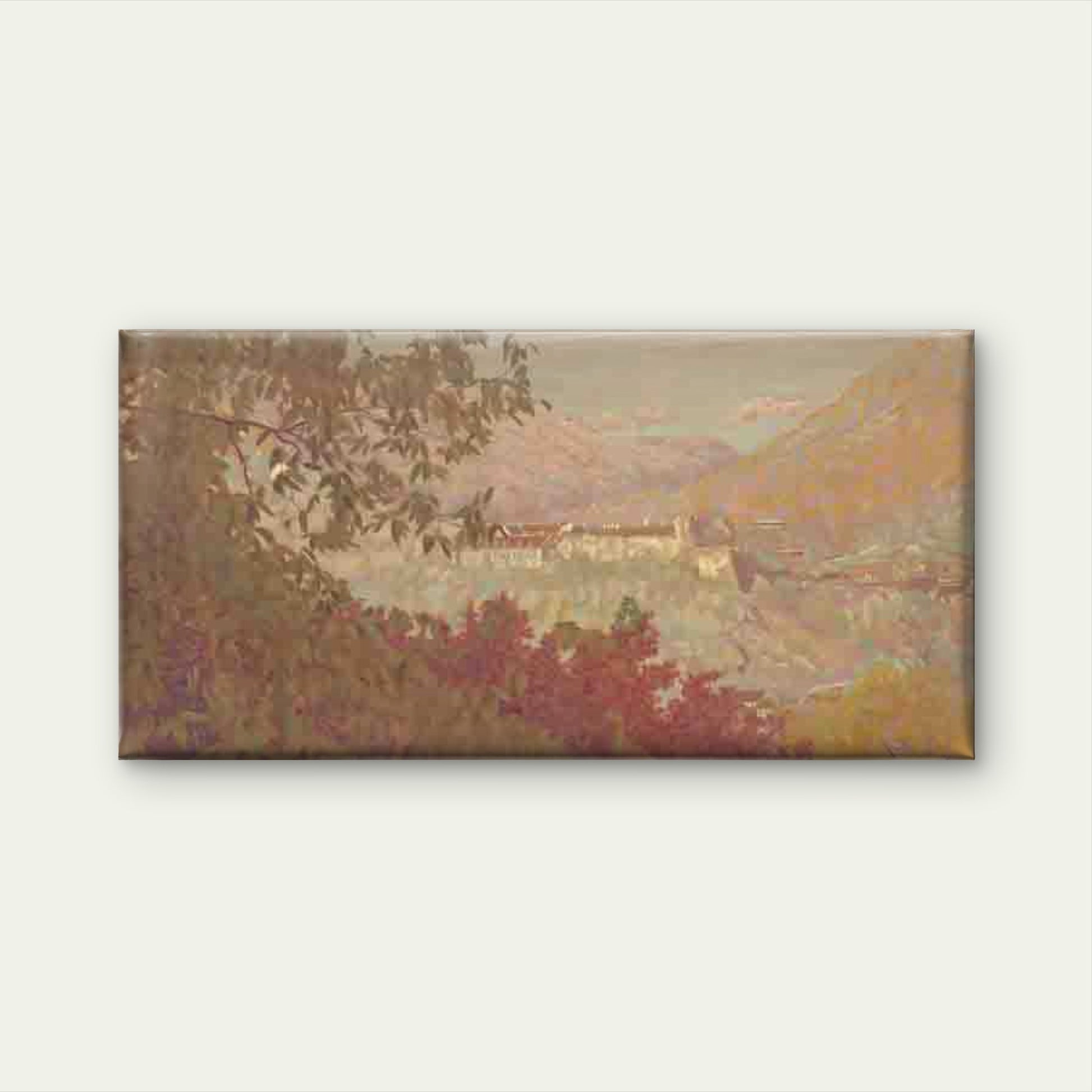 Autumn Mountain Village Landscape Wall Art Canvas Office Home Room Framed 120x60cm - Bella Home Decor