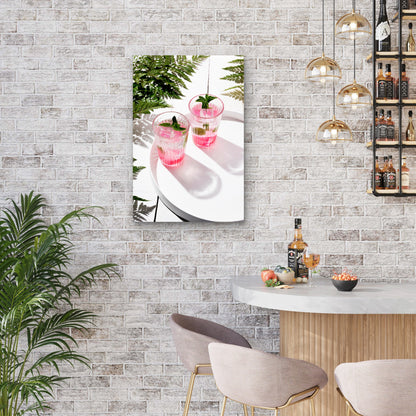 Two Pink Cocktails Garnished with Mint 60x90cm Metal Print Ready to Hang