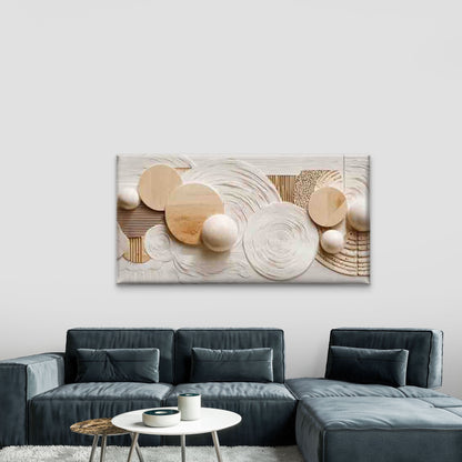 Abstract Wood Circle & Sphere Wall Art Canvas Office Home Room Framed 120x60cm - Bella Home Decor