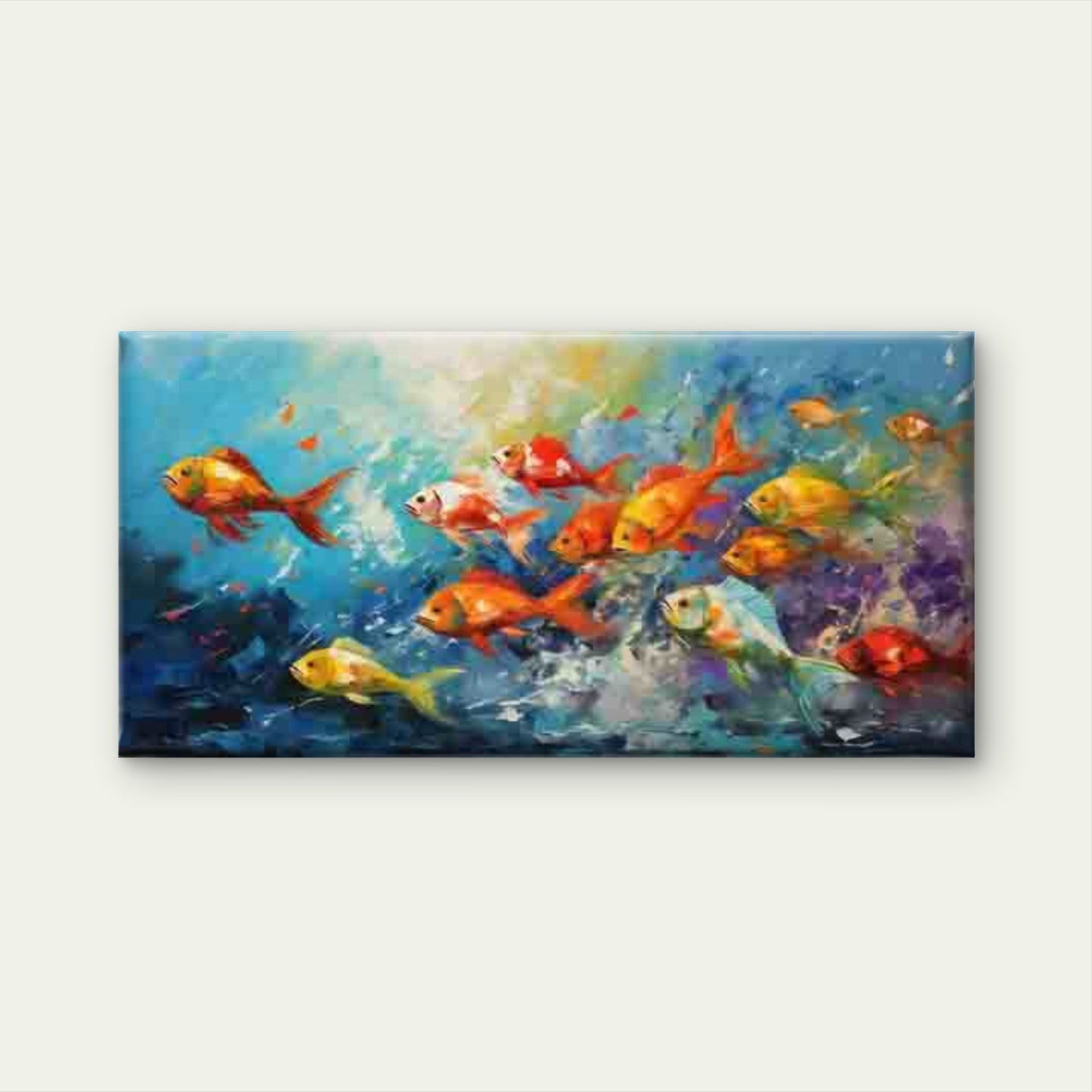 Underwater Scene with Goldfish Wall Art Canvas Office Home Room Framed 120x60cm