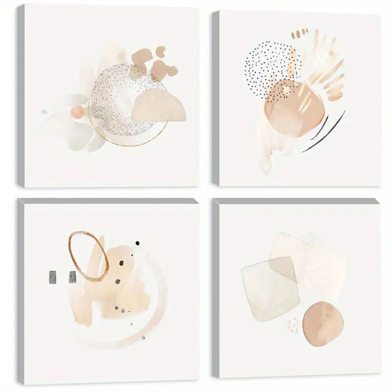 4pcs Golden Ring  Simple Artwork Wall Art Canvas Framed