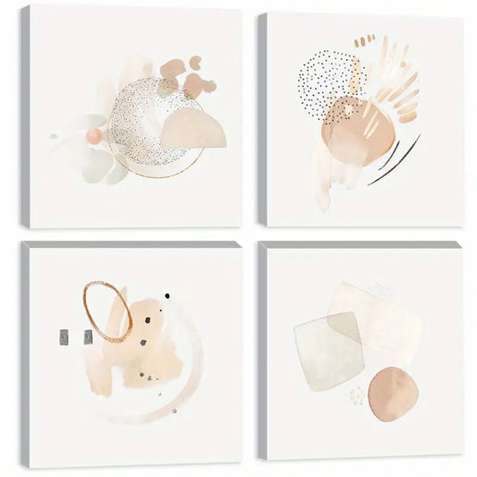 4pcs Golden Ring  Simple Artwork Wall Art Canvas Framed