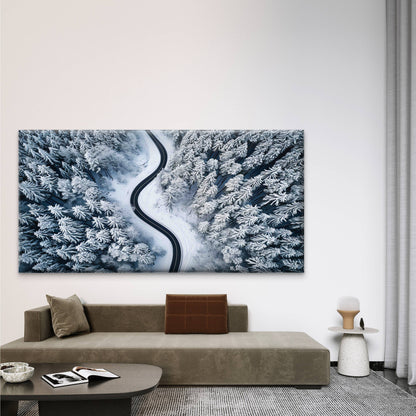 Aerial View on the Road Wall Art Canvas Office Home Room Framed 120x60cm