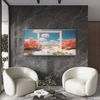 Pastel Horizon Frame Wall Art Canvas Office Home Room Framed 120x60cm - Bella Home Decor