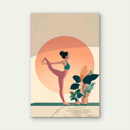 Minimalist Yoga Downward-Facing Dog 60x90cm Metal Print Ready to Hang - Bella Home Decor