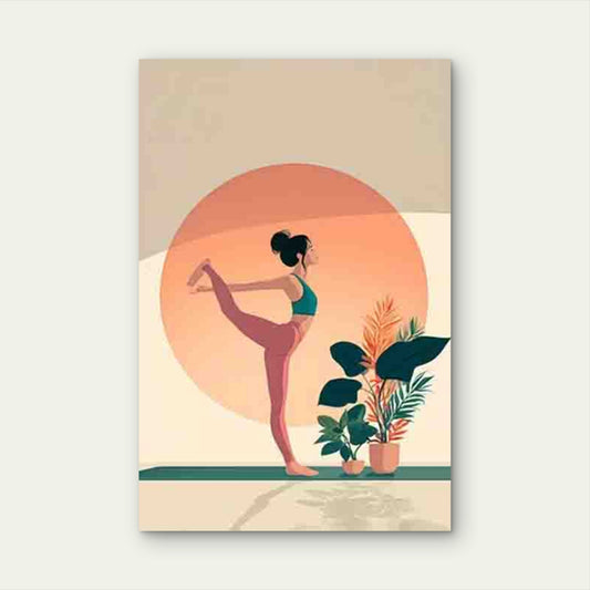 Minimalist Yoga Downward-Facing Dog 60x90cm Metal Print Ready to Hang