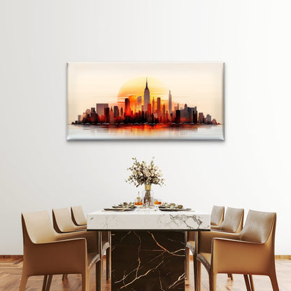 New York City Skyline Sunset Wall Art Canvas Office Home Room Framed 120x60cm