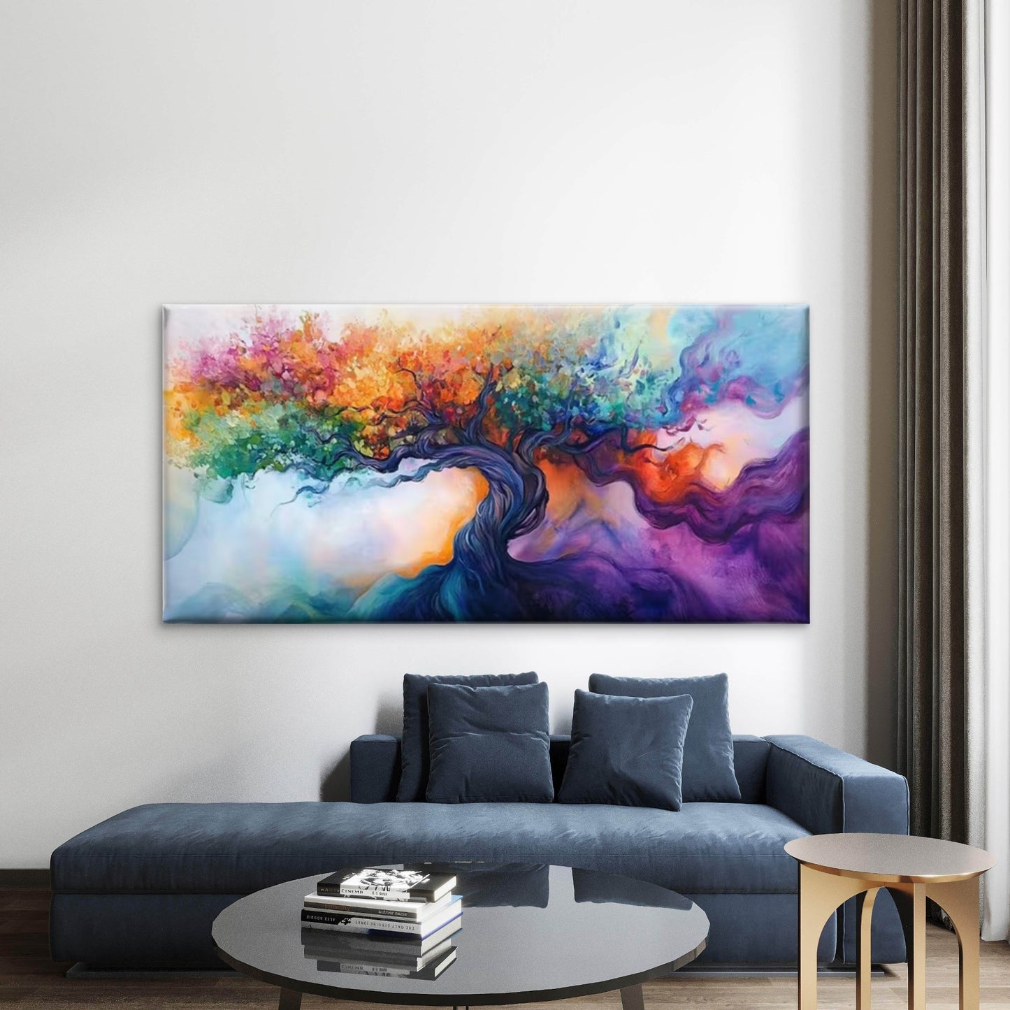 Minimalist Abstract Tree Wall Art Canvas Office Home Room Framed 120x60cm